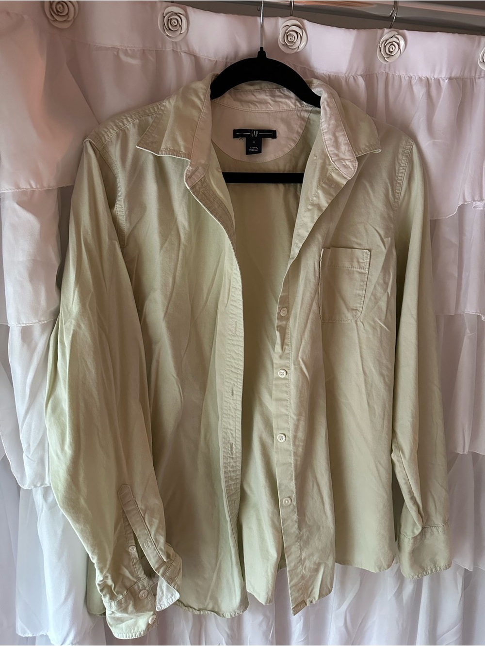 GAP Light Sage Button-Up Blouse